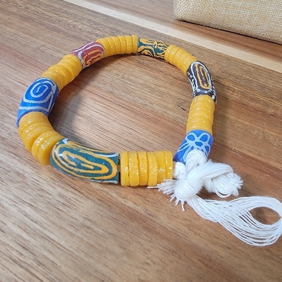 Ghanaian Krobo Bead Necklace and Bracelet Set Colorful African Beads - Picture 9 of 17